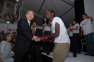 CFYDDI Programs Director and National Focal Person (NFP) for Global youth Coalition on HIV/AIDS - Uganda (GYCA) the time he interfaced with the UN  Secretary General Ban Ki- Moon while in Mexico City